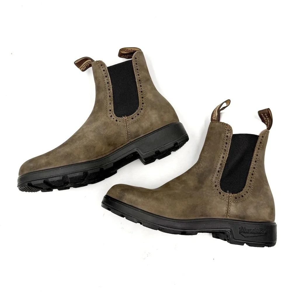 Blundstone 1351 Originals Chelsea Boots Rustic Brown Brogue Women US 8.5